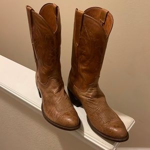 Men’s Lucchese - Material: Smooth Ostrich - Color: Tan Burnished - Height: 13"